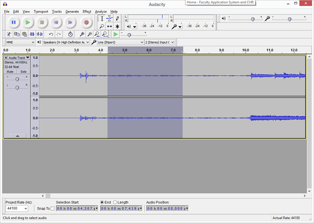 Audacity: select some noise