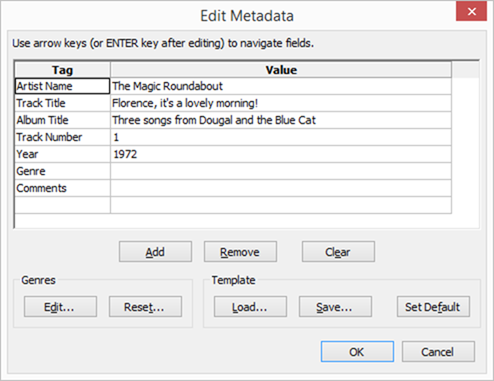 Audacity: editing track metadata